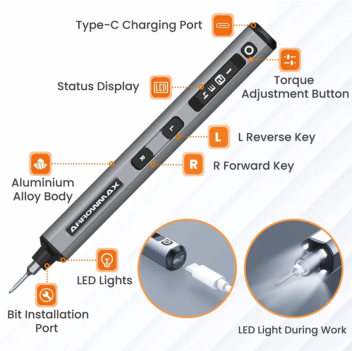 Electric Screwdriver Set with 34 Magnetic Bits-4