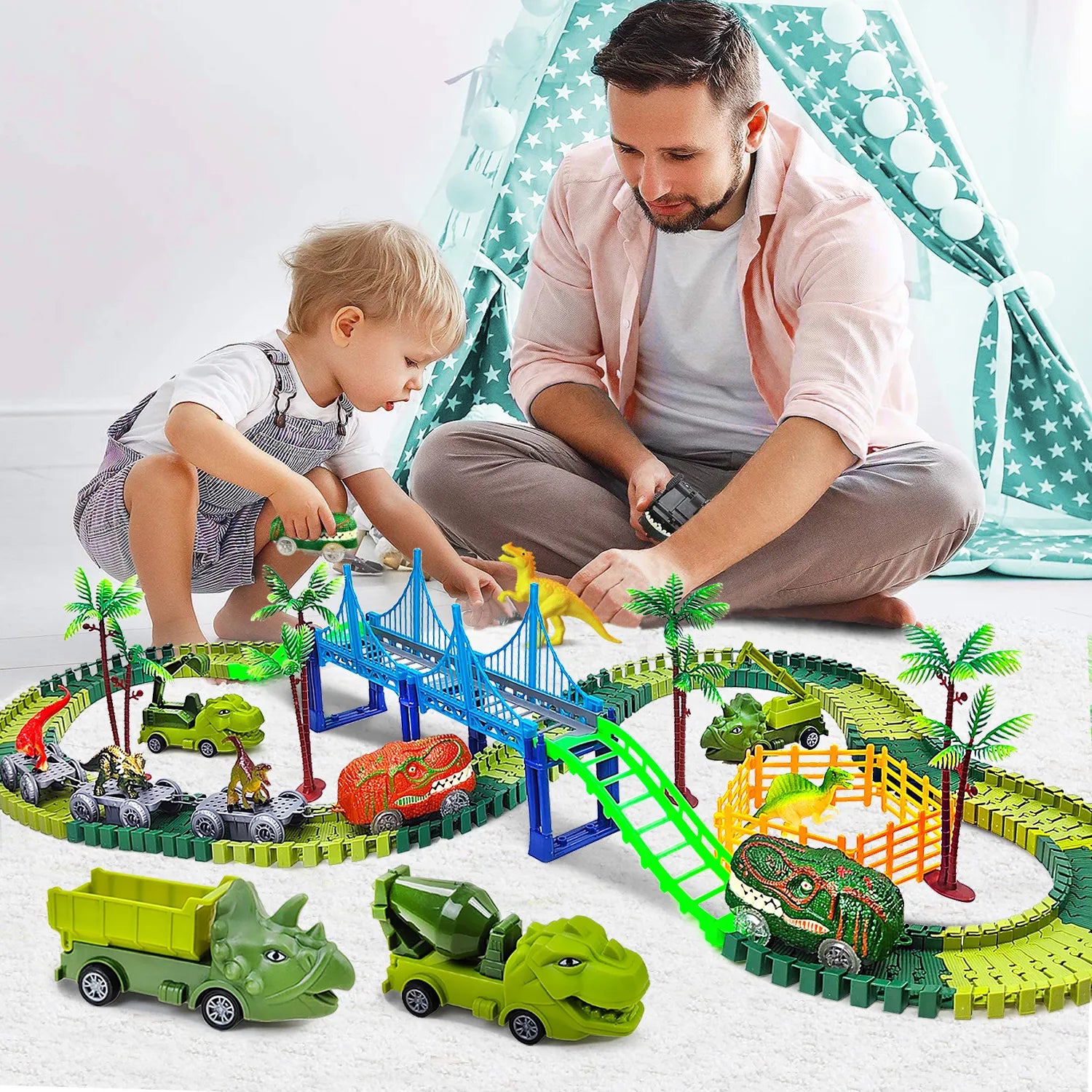 Flexible Dinosaur Car Track for Kids