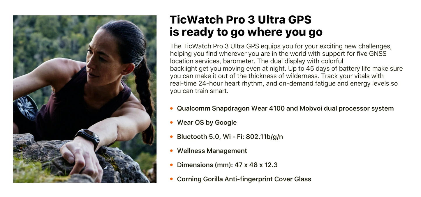 Reloj inteligente TicWatch Pro 3 Ultra GPS
