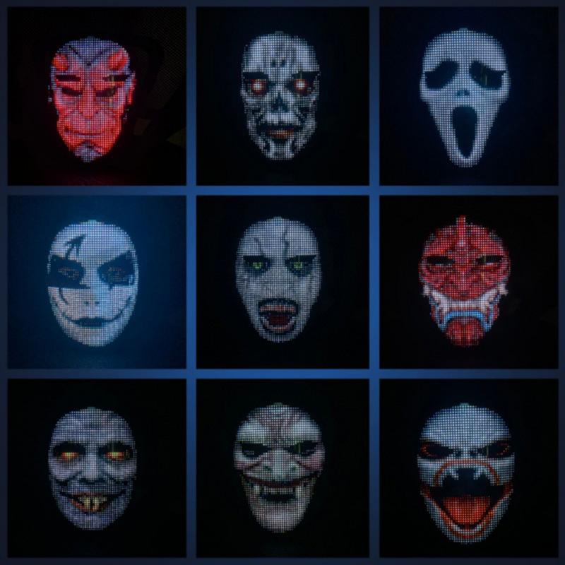 Display LED Light Mask For Halloween with Programmable Change Face