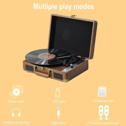 Vinyl Record Player Bluetooth 5.0. 3 Speed Stereo Vintage Turntable Phonograph
