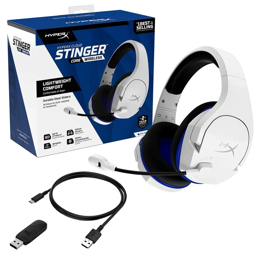 HyperX Cloud Stinger Core White Wireless Gaming Headset Noise-Cancelling Microphone For PS4 PS5 PC
