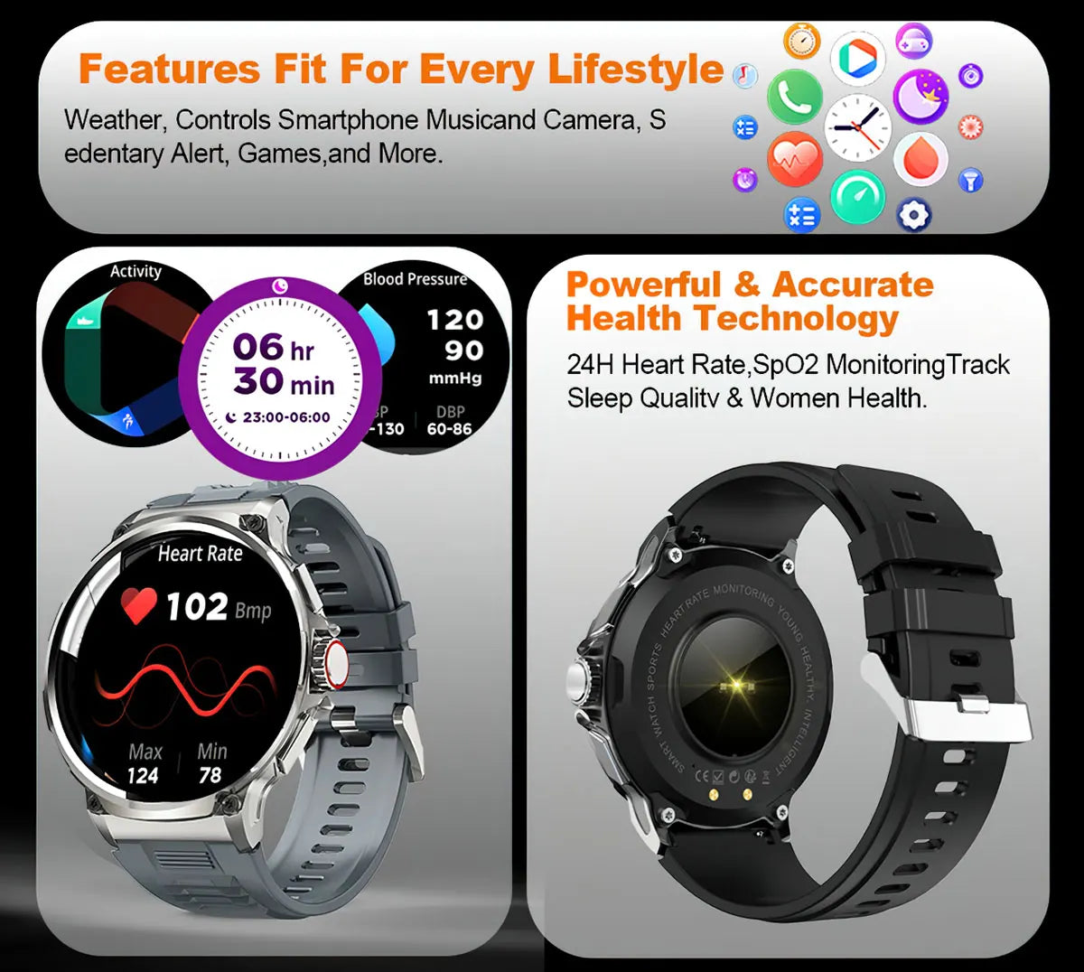Smartwatch V69 ultra HD de 1,85 pulgadas, seguimiento GPS, llamada Bluetooth