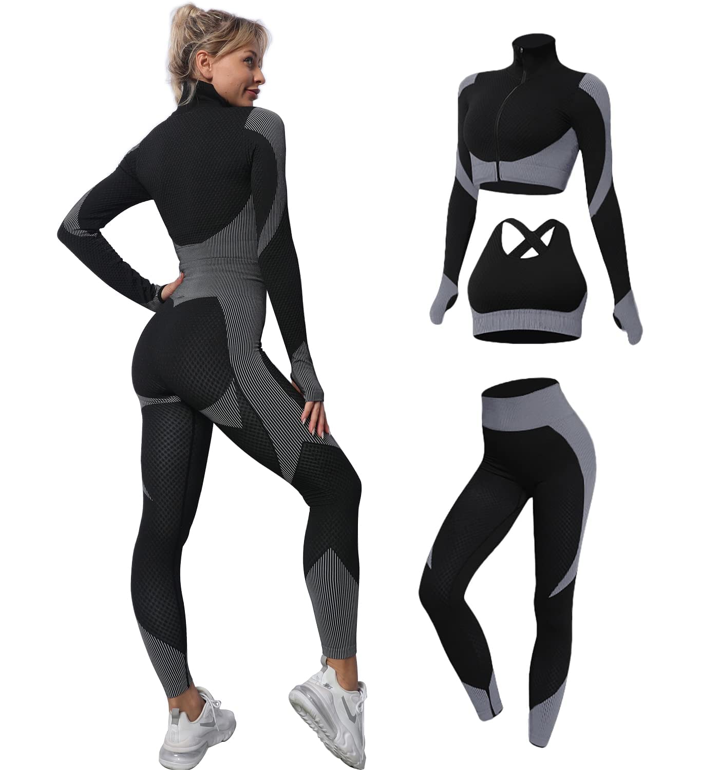 Women s 3 Piece Seamless Workout Set Figaros Online