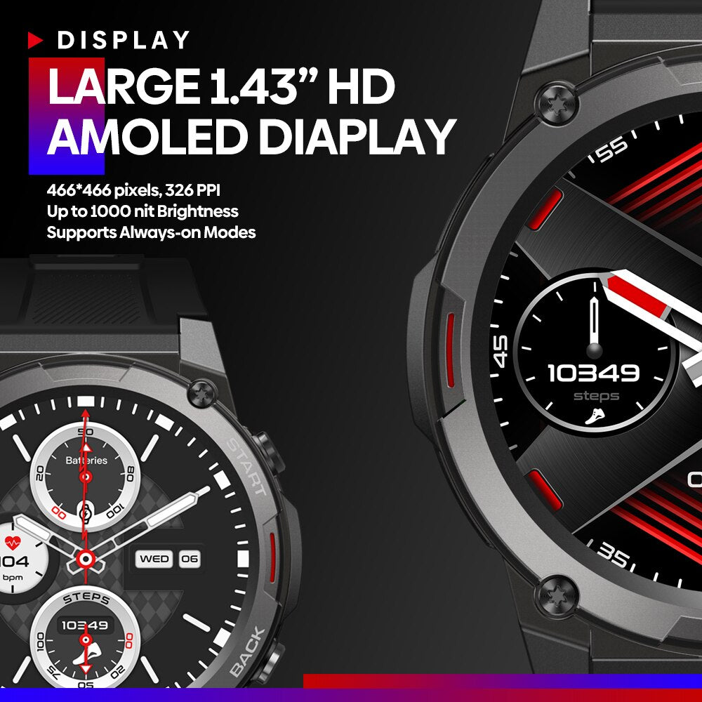 Zeblaze VIBE 7 PRO Voice Calling Smart Watch 1.43 Inch AMOLED Display 