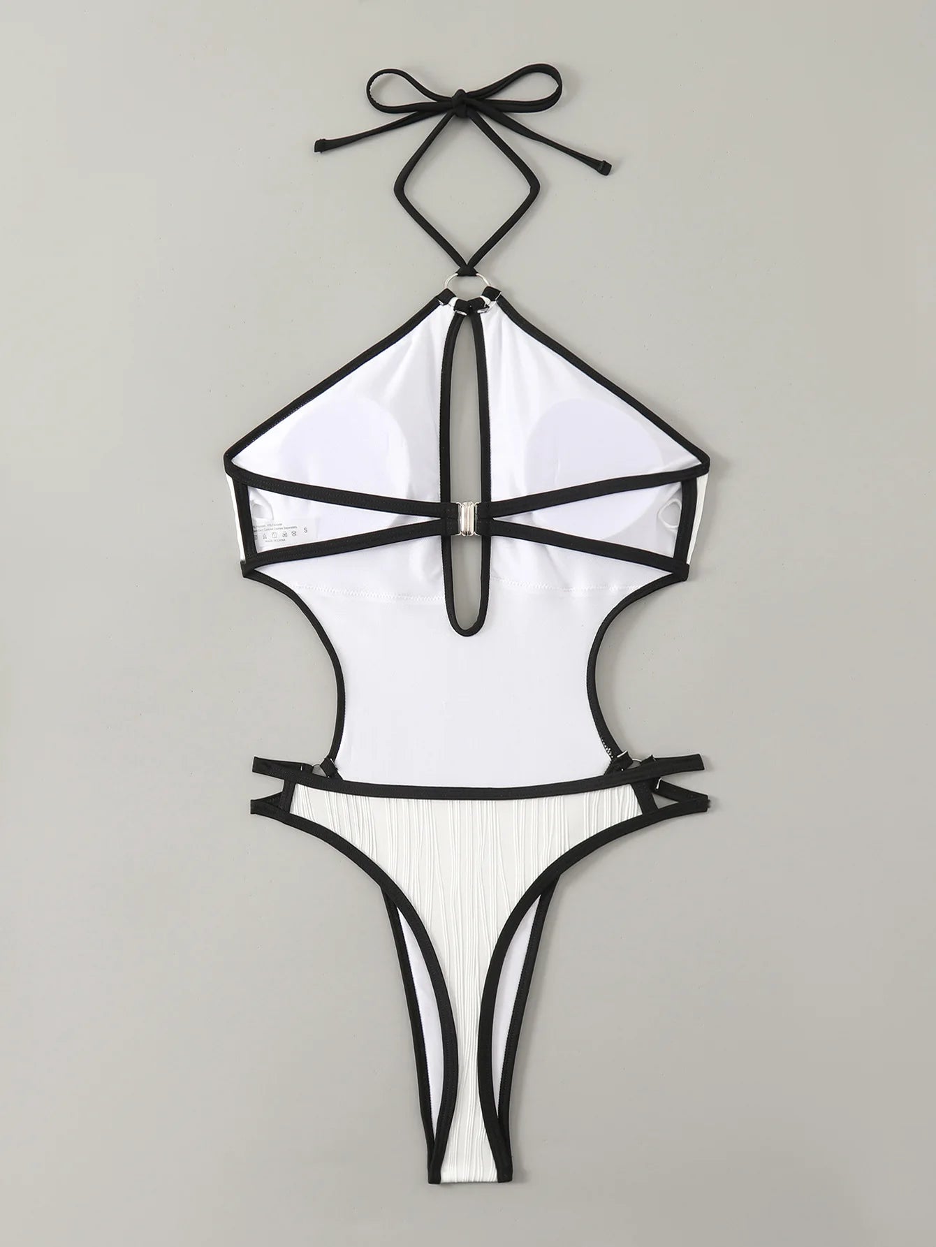 Sexy White Contrast One Piece Swimsuit -4