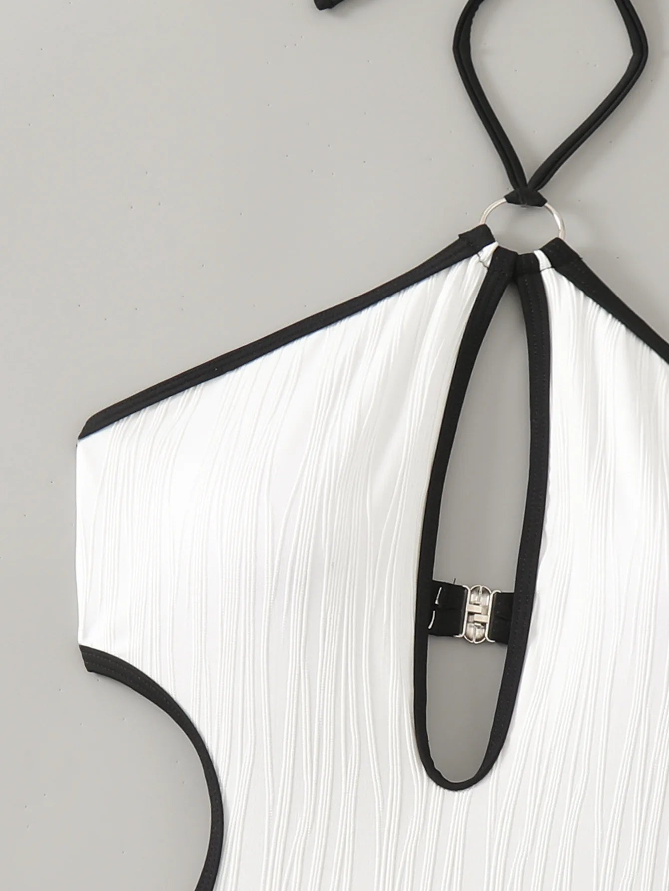 Sexy White Contrast One Piece Swimsuit -5