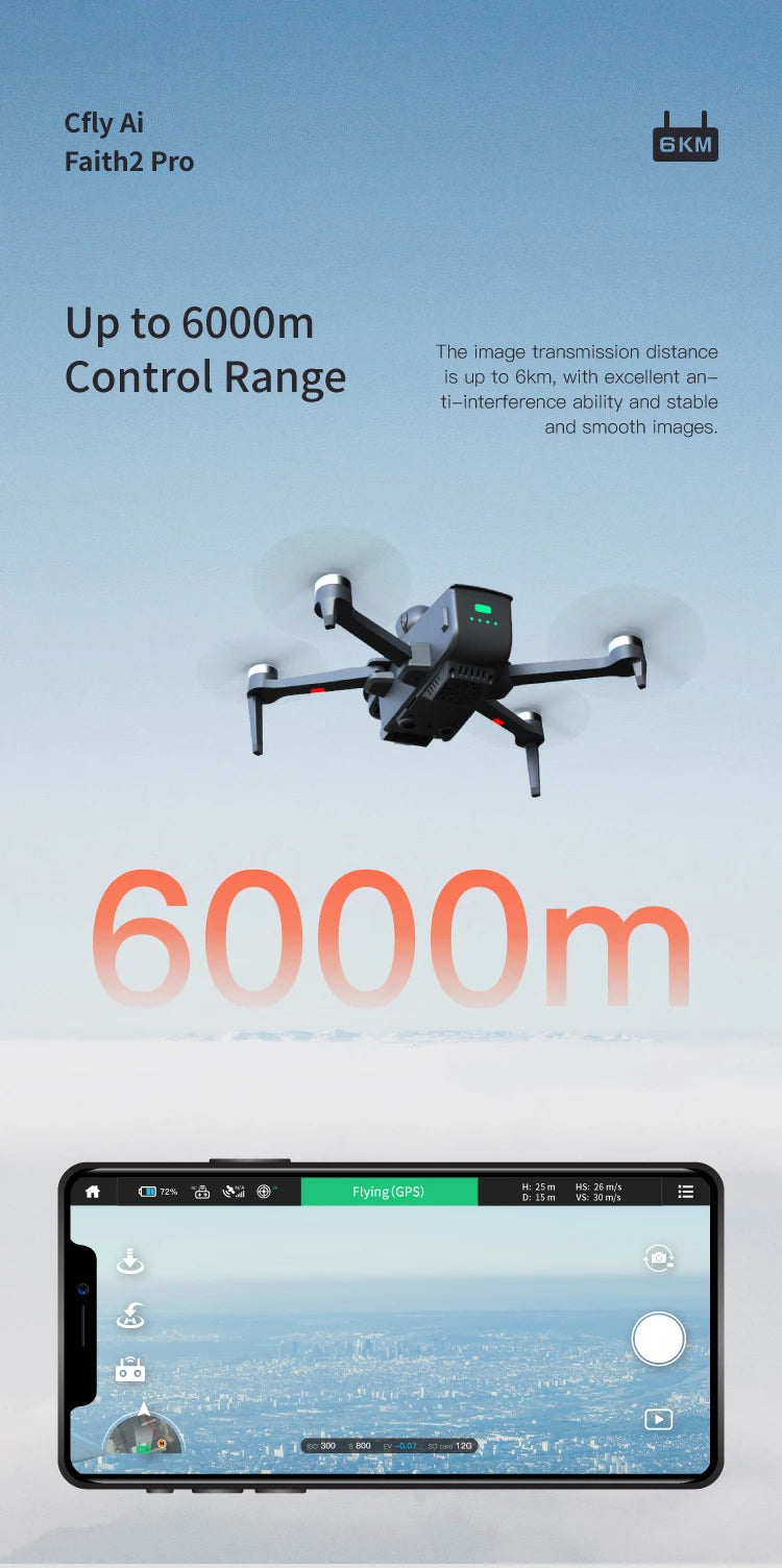 CFLY Faith2 Pro Drone 3-Axis Gimbal Camera 4K Video 5 Directions of Obstacle Sensing 32 Mins Flight