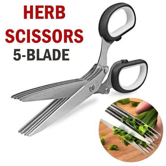 Herb Scissors Set With 5 Blades And Cover