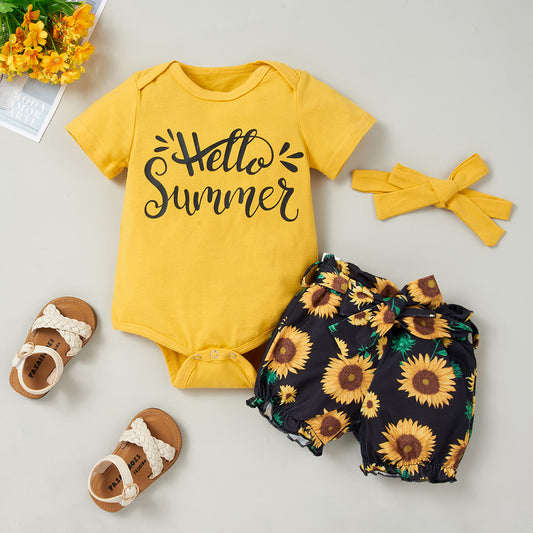 Bodysuit and Sunflower Print Pants Set for Babies