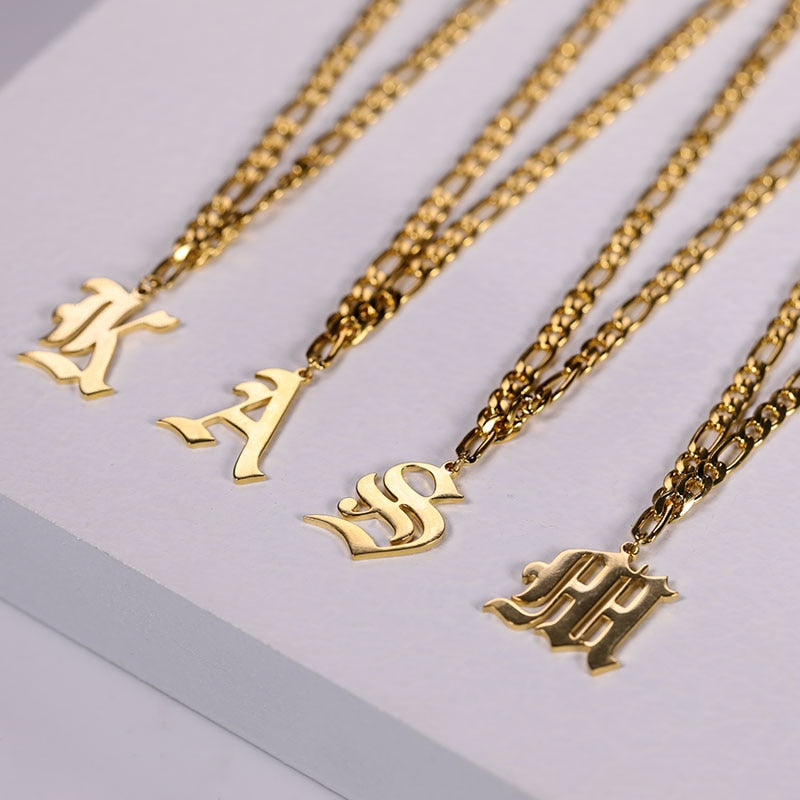 Vintage Initial Letter Necklace For Women