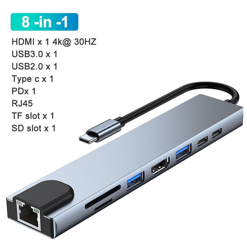 Hub USB Type C. Adapter USB Type C