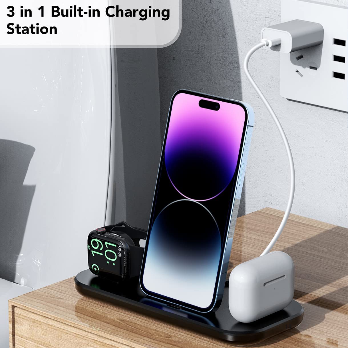 3 in 1 Wireless Charger Station for iPhone 14 13 12 11 Pro Max X XS XR 8 Plus Apple Watch 8 7 Airpods Pro