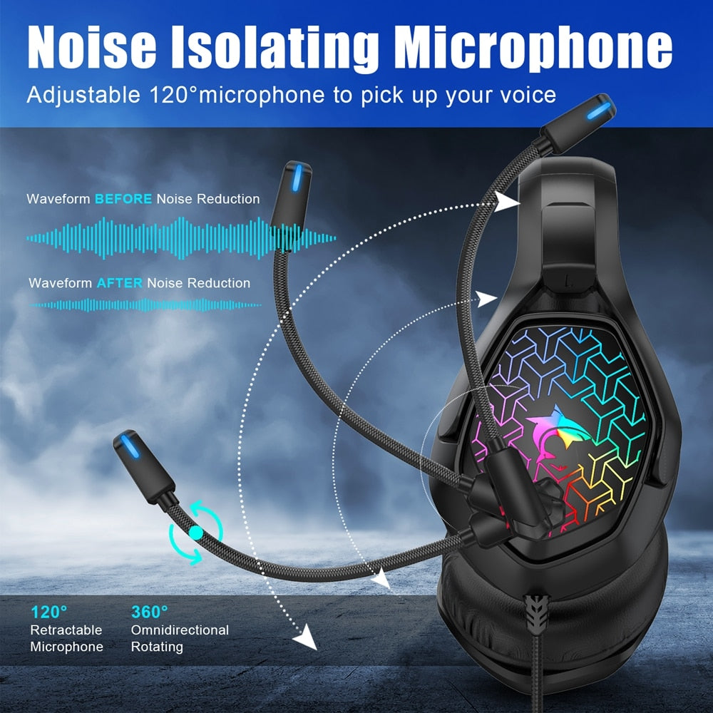 7.1 Stereo RGB Gaming Headset. Gamer Headphones with Microphone