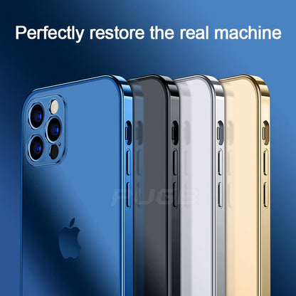 Luxury Plating Frame Transparent Matte Case for iPhone