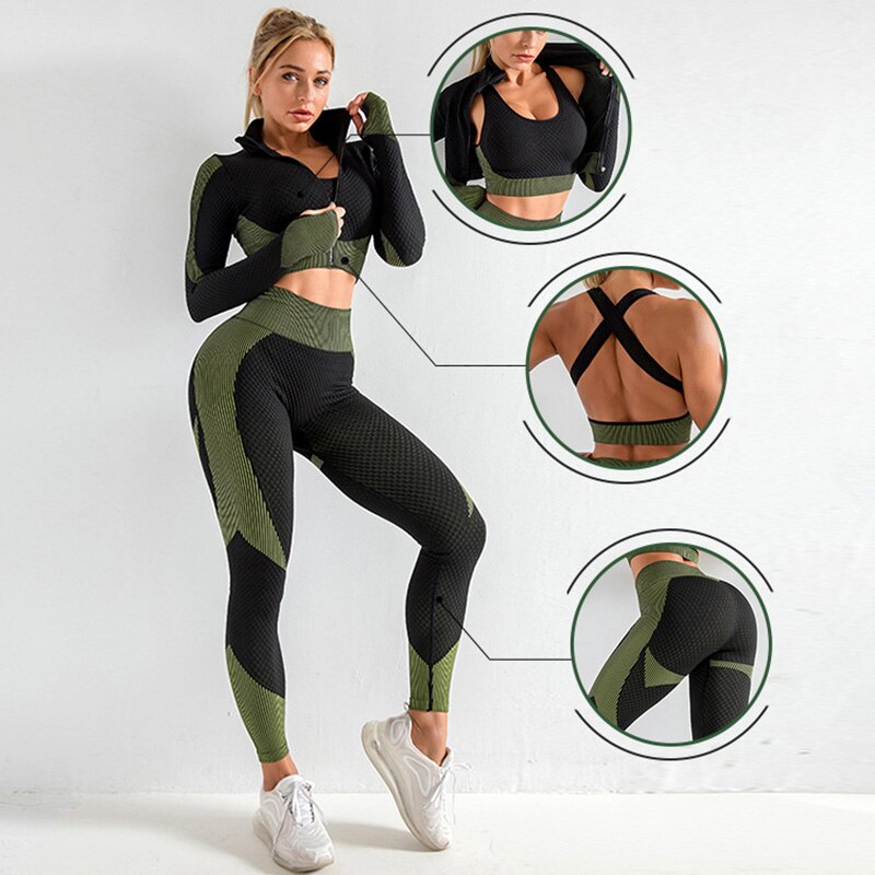 Women s 3 Piece Seamless Workout Set Figaros Online