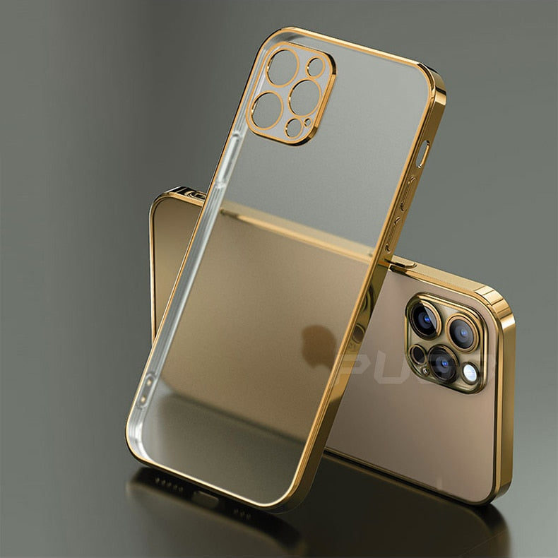 Luxury Plating Frame Transparent Matte Case for iPhone